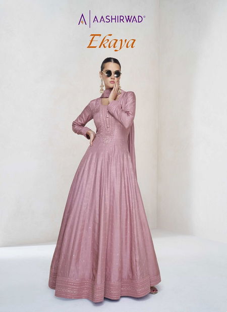 Ekaya By Aashirwad Premium Silk Gown With Dupatta Wholesalers In Delhi Catalog